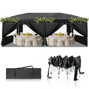 Zimtown 10'x20' Ez Pop up Wedding Party Tent Canopy 6 Sides Black